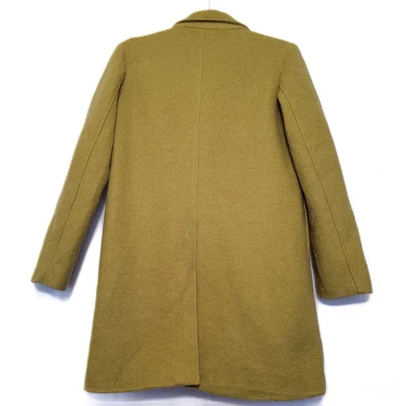Classic Olive Green Double-Breasted Wool Coat Women High Quality Coat Size L - Picture 4 of 5
